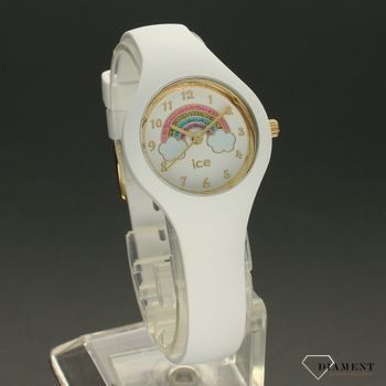 Zegarek dla dziewczynki biały marki ICE Watch ' Kolorowa tęcza ' 018423 na białym pasku silikonowym ze złotymi dodatkami to idealny prezent dla dziewczynki.  (1).jpg