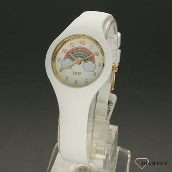 Zegarek dla dziewczynki biały marki ICE Watch ' Kolorowa tęcza ' 018423 na białym pasku silikonowym ze złotymi dodatkami to idealny prezent dla dziewczynki.  (2).jpg