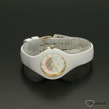Zegarek dla dziewczynki biały marki ICE Watch ' Kolorowa tęcza ' 018423 na białym pasku silikonowym ze złotymi dodatkami to idealny prezent dla dziewczynki.  (3).jpg