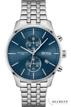 Zegarek męski Hugo Boss Associate 1513839 z kolekcji zegarków Hugo Bossto to model na stalowej, srebrnej bransolecie z japońskim mechanizmem. Zegarek Hugo Boss z niebieską tarczą i prostymi indeksami..jpg
