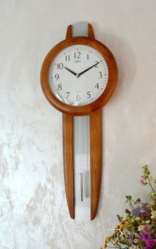 Zegar ścienny drewniany Adler 20229D. Zegar ścienny drewniany z wahadłem. Zegar na ścianę z wahadłem, drewniany. Zegar drewniany orzech. Prezent na parapetówkę (6).JPG