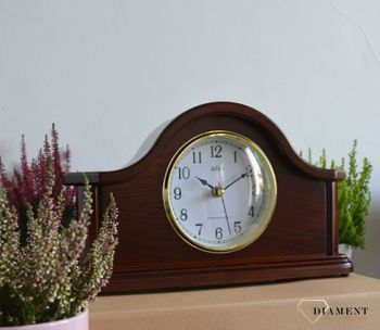 Zegar kominkowy drewniany Adler 22129W w kolorze ciemnego brązu z czytelną tarczą ⏰ Zegary kominkowe  (3).JPG