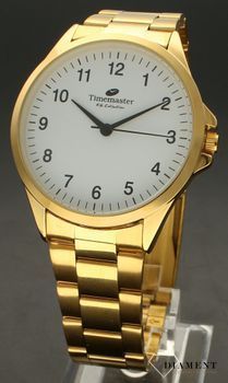 Zegarek męski klasyczny na złotej bransolecie TIMEMASTER  231-2. Zegarek męski. Zegarek męski o klasycznym wyglądzie na złotej bransolecie. Tarcza zegarka w kolorze białym z czarnymi, czytelnymi cyframi arabskimi (2).jpg