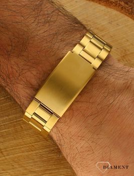 Zegarek męski klasyczny na złotej bransolecie TIMEMASTER  231-2. Zegarek męski. Zegarek męski o klasycznym wyglądzie na złotej bransolecie. Tarcza zegarka w kolorze białym z czarnymi, czytelnymi cyframi arabskimi (3).jpg