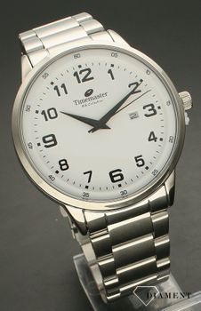 Zegarek męski na bransolecie TIMEMASTER 255-01 w wyraźną tarcza. Czarne cyfry na białym tle.Taki zegarek męski to doskonały p (2).jpg