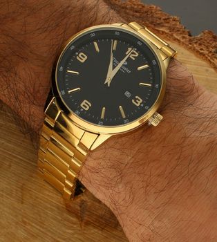 Zegarek męski na bransolecie złotej z czarną tarczą Timemaster 255-05 (2).jpg