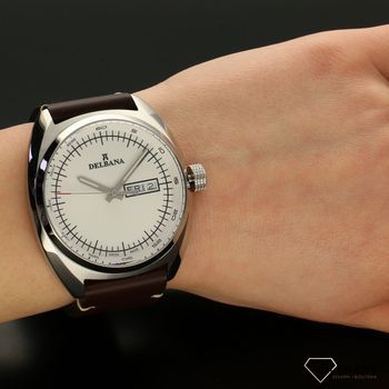 Zegarek męski DELBANA Locarno 41601.714.6.012. Zegarek męski kwarcowy w klasycznej formie. Zegarek posiada stalową kopertę w kolorze srebrnym z brązowym paskiem o gładkiej fakturze (3).jpg