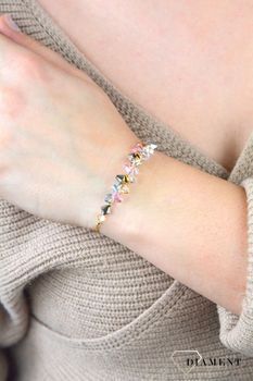 Bransoletka złota Coeur de Lion jasna róża 4639301920 to tańczące kryształy, różowe. Dzięki oszałamiającej kombinacji błyszczących kryształów i złota ta bransoletka z przesuwany (1).JPG