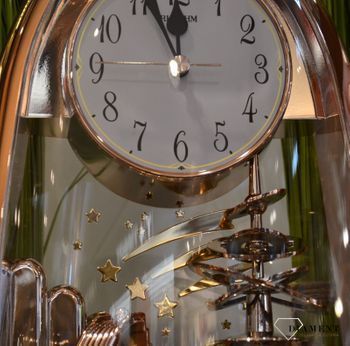 Zegar kominkowy różowe złoto Rhythm to piękny zegar kominkowy z kolekcji japońskich zegarów kominkowych. Idealny pomysł na prezent na rocznicę Ślubu będzie pamiątką na lata (4).JPG