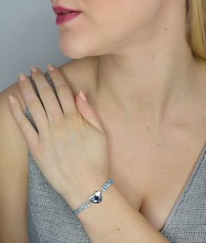 Bransoletka srebrna Spark Swarovski niebieskie serce. Oryginalna i stylowa bransoletka marki Spark to ciekawa biżuteria z efektownym połączeniem srebra i luksusowych kryształków Swarovskiego (5).JPG