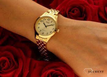 Damski zegarek na bransolecie. Zegarek damski z wyraźną tarczą. Damski zegarek srebrno-złoty na bransolecie idealny na prezent.  (1).jpg