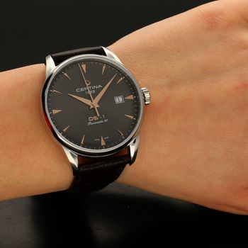 Zegarek męski Certina DS-1 Powermatic 80 C029.807.16.081.01. Elegancki męski zegarek na wytrzymałym skórzanym pasku w kolorze brązowym (5).jpg
