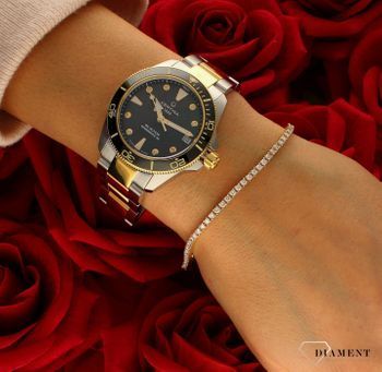 Zegarek ⌚ damski mechaniczny z diamentami Certina DS Action Diver C032.007.22.126.00 Powermatic 80 z tarczą z ciemnej masy perłowej na złoto-srebrnej bransolecie. Wodoszczelny zegarek do nurkowania ✓Grawer 0zł✓Zw (1).jpg