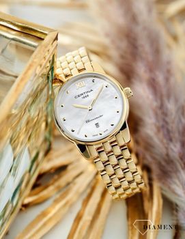 Zegarek damski Certina DS-8 Lady C033.051.33.118.00. Zegarek wyposażony w system DS, czyli podwójne zabezpieczenie. Zegarek z perłową tarczą. Damski zegarek z wysoką wodoszczelnością. Zegarek idealny na prezent.  (7).jpg