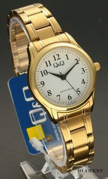 Zegarek damski Q&Q na złotej bransolecie C03A-002P.  Zegarek damski na bransolecie. Zegarek damski z wyraźnymi cyframi.  Zegarek na złotej bransolecie. Zegarek damski QQ idealny na prezent dla kobiety (1).jpg