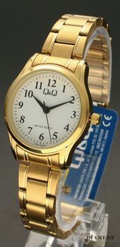 Zegarek damski Q&Q na złotej bransolecie C03A-002P.  Zegarek damski na bransolecie. Zegarek damski z wyraźnymi cyframi.  Zegarek na złotej bransolecie. Zegarek damski QQ idealny na prezent dla kobiety (2).jpg