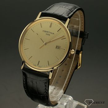Złoty zegarek męski na pasku Certina C901.410.16.021.00 złoto 585 z kwarcowym mechanizmem to ekskluzywny model dla dojrzałego mężczyzny. Z (2).jpg