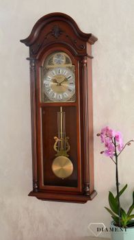 Zegar ścienny drewniany z wahadłem Rhythm CMJ578NR06. Zegar z japońskim mechanizmem. Drewniane zegary z duszą na ścianę (4).JPG