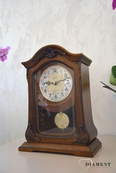 🕰 Zegar drewniany kominkowy Rhythm Ciemny Orzech CRJ717CR06 ✅ Zegar kominkowy wykonany z wytrzymałego materiału jakim jest drewno w kolorze ciemnego (3).JPG