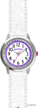 Zegarek dziecięcy dla dziewczynki błyszczący biały pasek Sparkle CWG5121. Błyszczący zegarek dla dziecka. Wyraźny zegarek dla dziewczynki. Pierwszy zegarek. Nauka godziny. Prezent dla dziecka. 2.png
