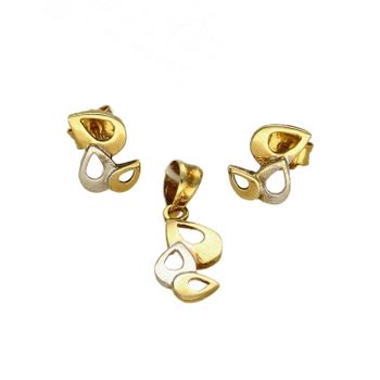 Komplet złotej biżuterii potrójne łezki z białym złotem DIA-KPL-5301-585.jpg