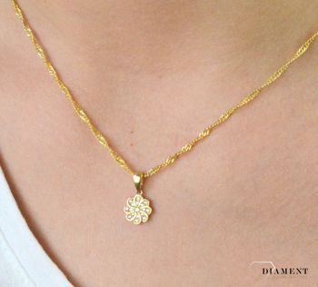 Komplet złotej biżuterii 585 kwiatki z cyrkonią DIA-KPL-5316-585. Piękny komplet złotej biżuterii to idealna propozycja na prezent dla ukochanej kobiety (2).JPG