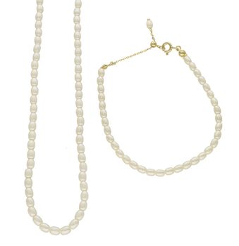 Komplet pozłacany z perłami naszyjnik i bransoletka DIA-KPL-6574-925. Komplet idealny na prezent.  Biała biżuteria będzie doskonałym dodatkiem do letnich stylizacj (5).jpg