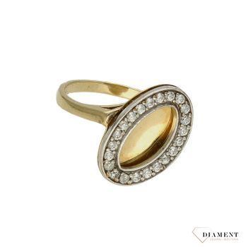 Złoty pierścionek damski 333 owalne oczko “Złote lustro” DIA-PRS-9162-333.  Złoty pierścionek nowoczesnej odsłonie świetnie się.jpg