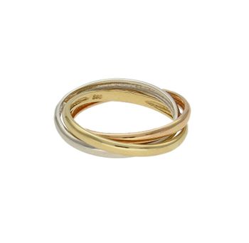 Złoty pierścionek damski 585 gładka potrójna obrączka rozmiar 14 DIA-PRS-9271-585 to złoty damski pierścionek wykonany z wysokiej próby białego i żółtego złota 585. Wzór gładkiej obrączki klasycznej potrójnej nadaje pierścio (4).jpg