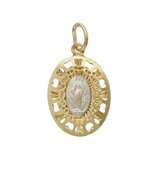 Złota zawieszka 585 owalny medalik z serduszkami Maryja Niepokalana DIA-ZAW-8590-585 Wyjątkowa biżuteria sprawdzi się idealnie jako prezent i upamiętnienie takich chwil jak Pierwsza Komunia, Chrzest czy Bierzmowanie. Waga około 2,14.jpg