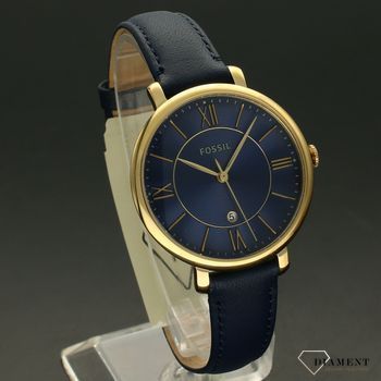 Zegarek damski pozłacany na niebieskim pask pasku Fossil Jacqueline ES5023 ⌚  (4).jpg