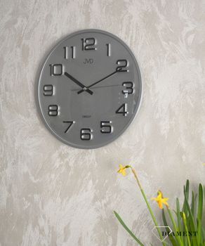 Zegar na ścianę do pokoju JVD srebrny HX2472.7. Zegar ścienny w srebrnym kolorze. Zegar na ścianę do pokoju JVD HX2472.7 srebrny wyposażony jest w kwarcowy mechanizm (3).JPG