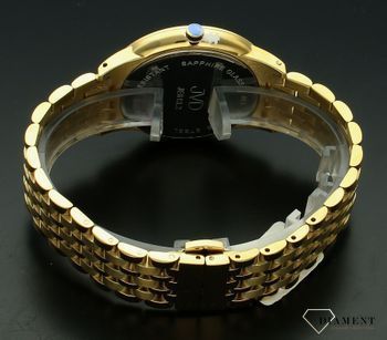 Zegarek męski JVD na bransolecie w złotym kolorze szafirowe szkło JE613 (5).jpg