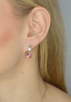 Srebrne kolczyki wiszące Spark Swarovski kryształki różowe serca KC622810OR. Piękne wiszące kolczyki Spark Swarovski  (3).JPG