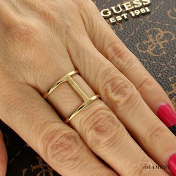 Złoty szeroki pierścionek 'Wyraz nowoczesności' N00-EA11412.jpg