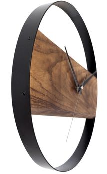 Zegar ścienny styl loftowy okrągły nowoczesny NS22007.78 35 cm. . Nowoczesny zegar z czarnego metalu i drewna. Zegar łączy w sobie prawdziwe, naturalne masywne drewno ..jpg