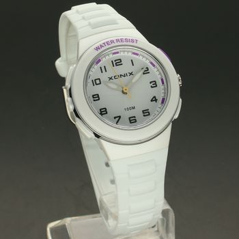 Zegarek dziecięcy biały, wodoszczelny na silikonowym pasku XONIX Sport OC-001A. Zegarek na komunię🎁 (1).jpg