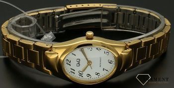 Zegarek damski Q&Q na bransolecie biżuteryjnej w złotym kolorze Q20A-005P. Damski zegarek na bransolecie. Zegarek damski z wyraźną tarczą. Damski zegarek w złotym kolorze na bransolecie idealny na prezent.  (4).jpg
