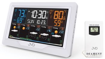 Stacja pogody JVD sterowana radiem, prognoza pogody z aplikacji WIFI RB3390.2.  Stacja pogody do sparowania z telefonem. ✓ zegar z polskim menu ✓zegar z polskim datownikiem ✓.jpg