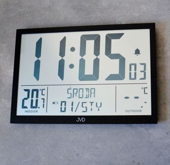 Zegar JVD RB9412.1 Termometr DCF77 Dni Tygodnia po polsku 42x29 cm. Duży czytelny zegar ścienny  biurkowy z termometrem RB9412.1 firmy JVD (5).JPG