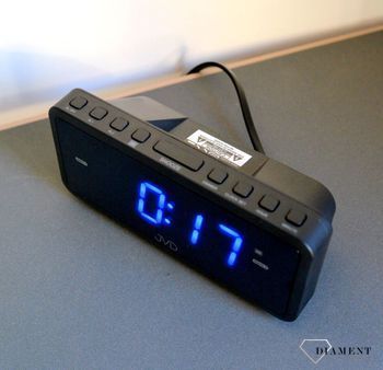 Zegar biurkowy budzik sieciowy z dużymi wyraźnymi niebieskimi cyframi LED. Długość 16 cm. Cyfry 3 cm. Budzik cyfrowy JVD. Budzik z cyframi JVD (3).JPG