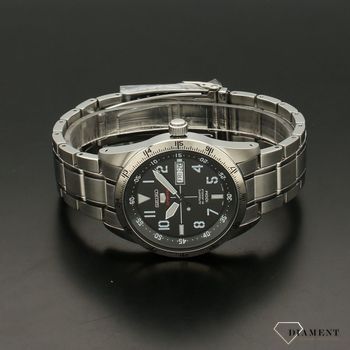 Zegarek męski na stalowej bransolecie z męską, elegancką czarną tarczą. Zegarek odporny na zachlapania. Wysoka wodoszczelność (4).jpg