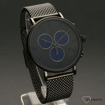 Zegarek męski w ciemnej kolorystyce to świetny dodatek pasujący do stylizacji męskich. Zegarek męski ze stalową meshową bransoletą. Darmowa wysyłka! (1).jpg