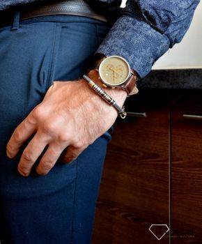 Zegarek męski ⌚ Timex na brązowym pasku z szarą tarczą i stalową kopertą TW2T67700 (2).JPG