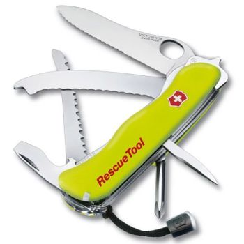 Scyzoryk ratowniczy Victorinox Rescue Tool 0.8623.MWN. Duży scyzoryk z piłą do cięcia szyb klejonych. Scyzoryk RescueTool to owoc wieloletniej współpracy z zawodowymi ratownikami. Posiada nóż do cięcia pasów, przyrząd do wybijania szyb i piłę d.jpg