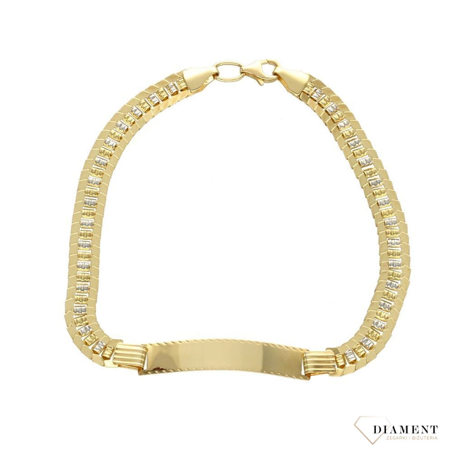 Złota bransoletka blaszka. Elementy pod grawer. Złote Bransoletki Damskie w Sklepie z Biżuterią zegarki-diament.pl to idealny pomysł na prezent dla kobiety. (2).jpg