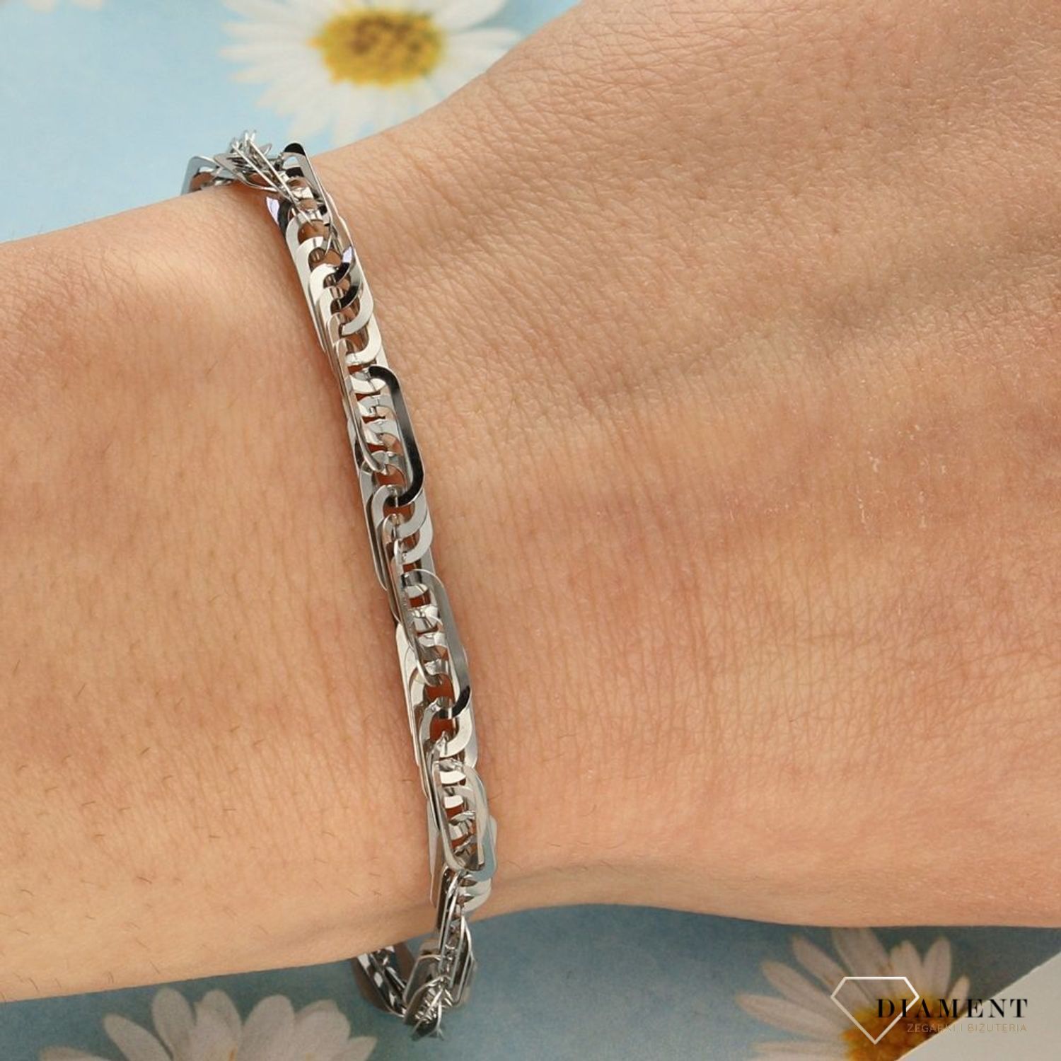 Bransoletka białe złoto łańcuszkowa. Złote Bransoletki Damskie w Sklepie z Biżuterią zegarki-diament.pl to idealny pomysł na prezent dla kobiety..jpg