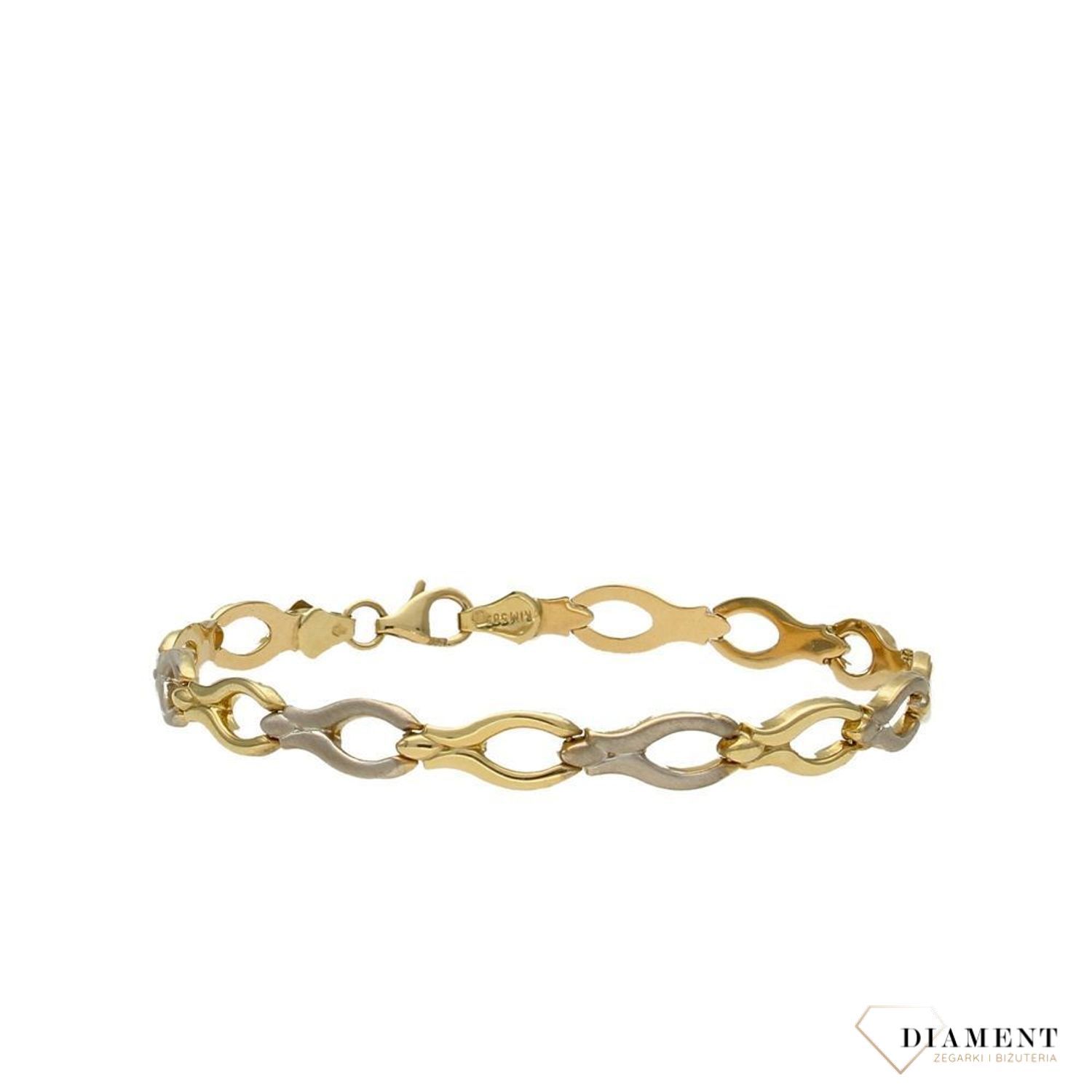 Złota bransoletka z przeplatanym białym złotem. Złote Bransoletki Damskie w Sklepie z Biżuterią zegarki-diament.pl to idealny pomysł na prezent dla 1kobiety..jpg