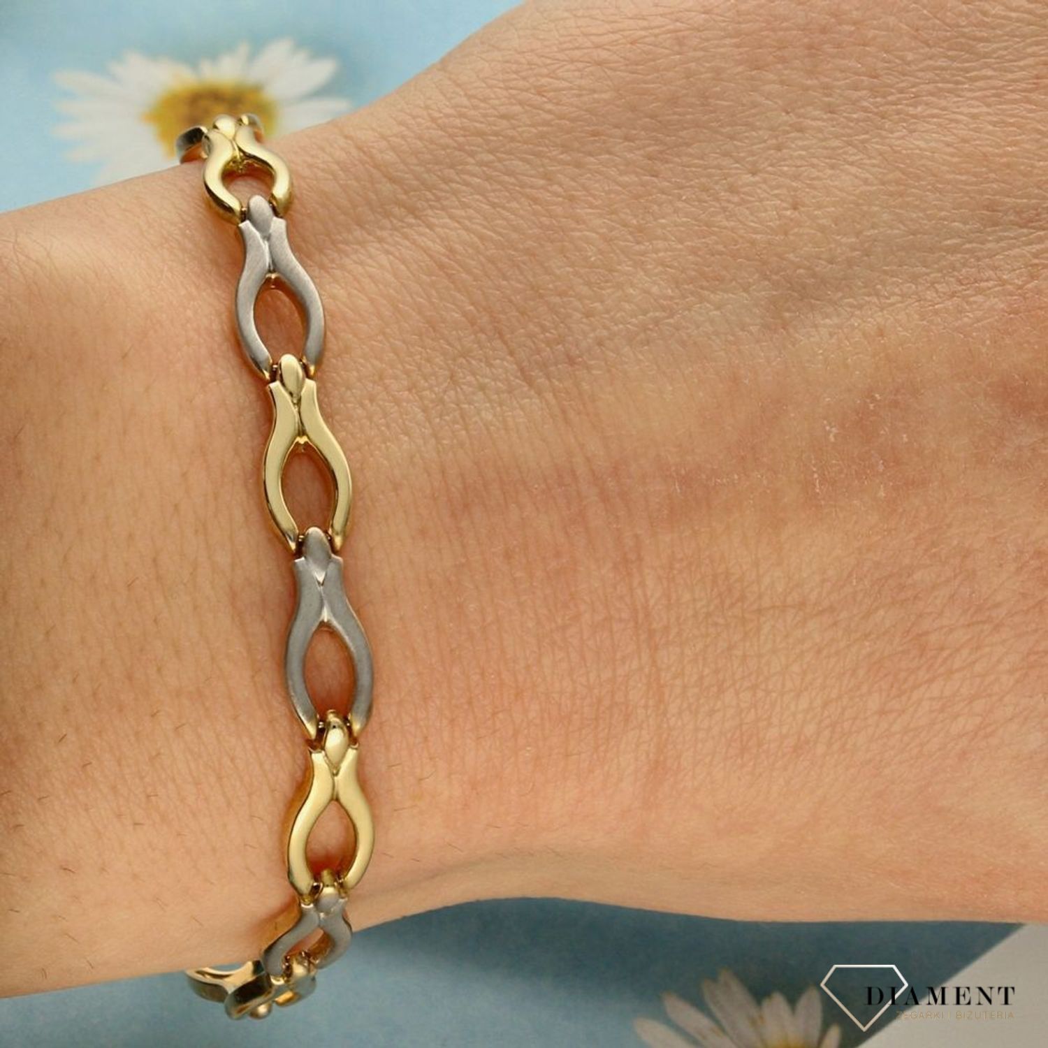 Złota bransoletka z przeplatanym białym złotem. Złote Bransoletki Damskie w Sklepie z Biżuterią zegarki-diament.pl to idealny pomysł na prezent dla 1kobiety..jpg