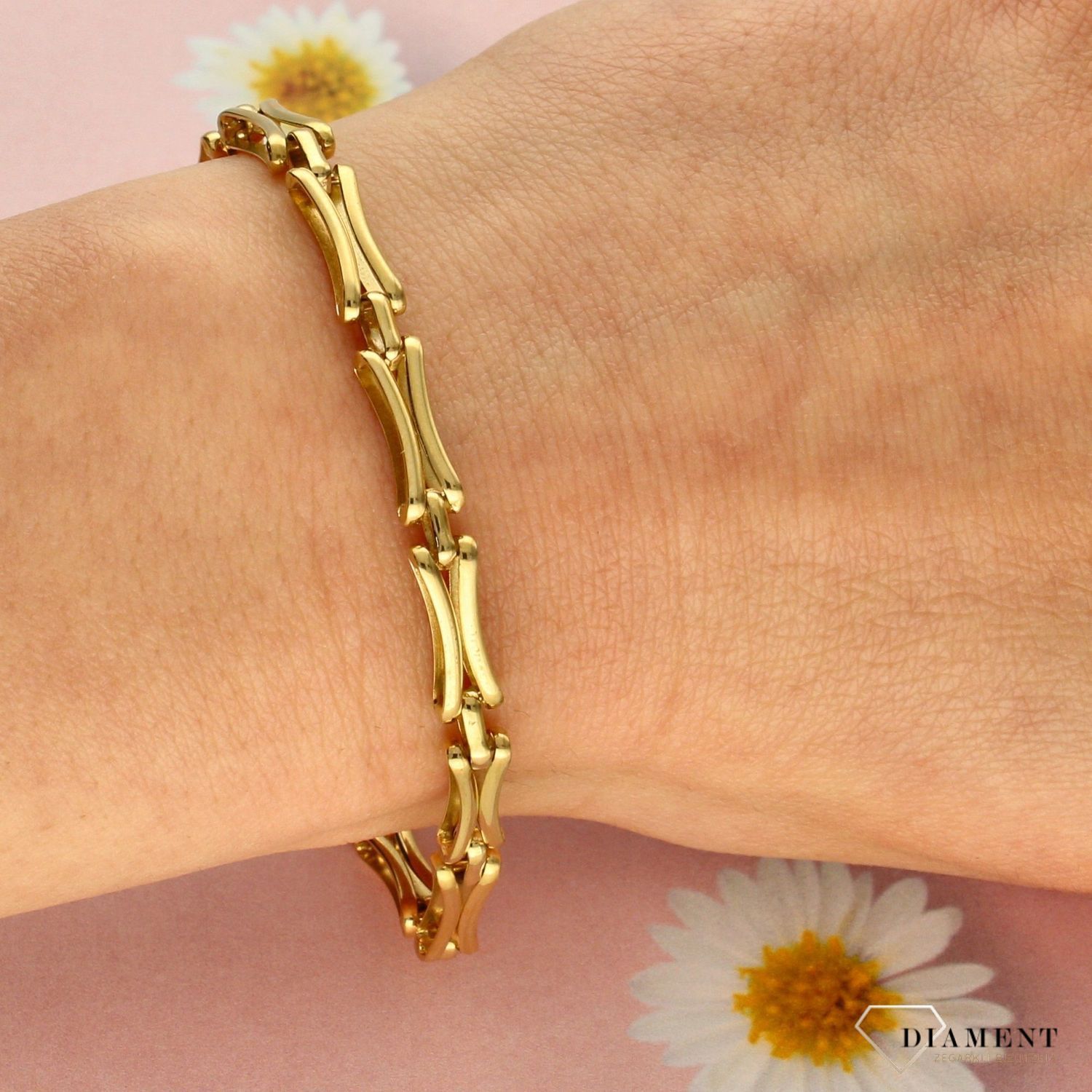 Złota bransoletka o nietypowych ogniwkach 585  (1).jpg